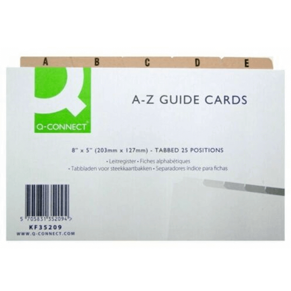 Q-Connect A-Z Guide Card 8 x 5 Inches